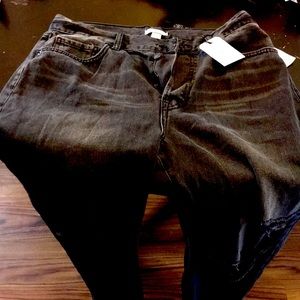 Denim pants/ washed black. Ripped mom jeans.